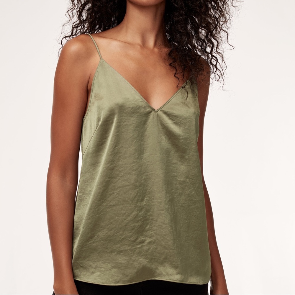 Aritzia Green Silk Tank